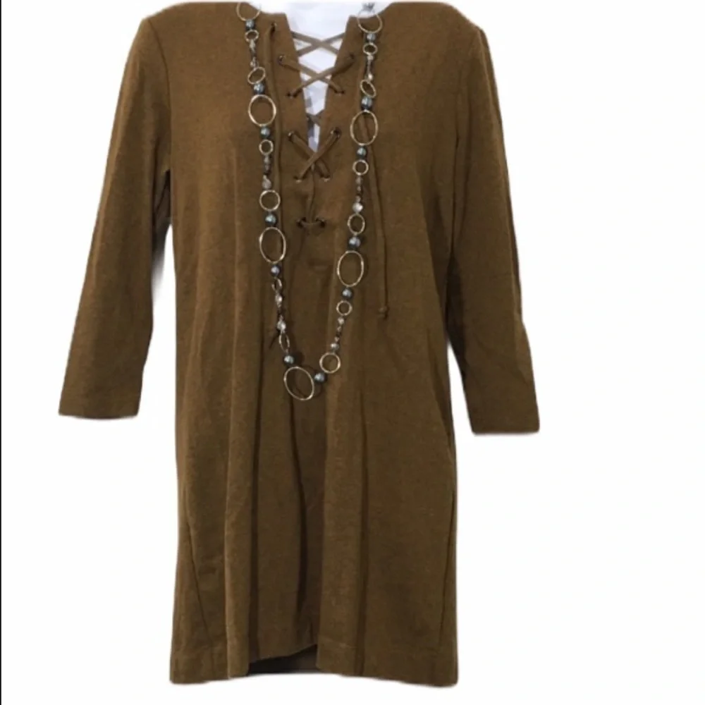 Free People tie up tunic dress size small brown